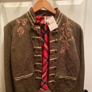 Free People military blazer in Moss Green